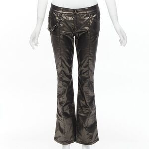 Gucci gunmetal sheen hip chain leg pants